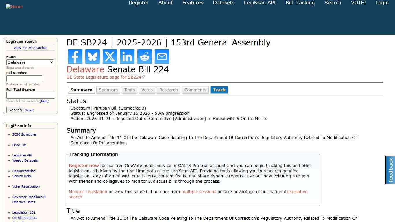 DE SB224 2025-2026 153rd General Assembly LegiScan